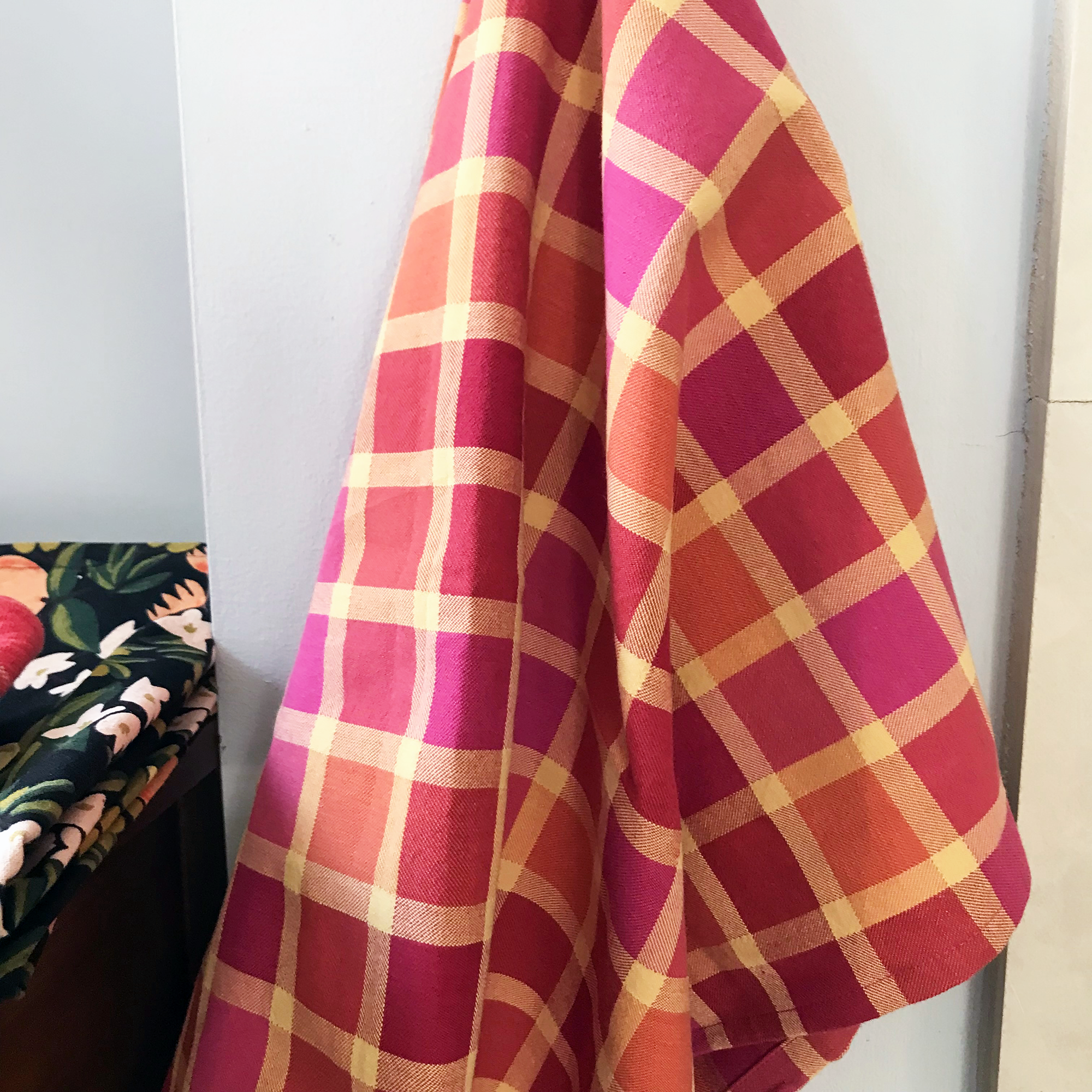 Raspberry Plaid Tea Towel