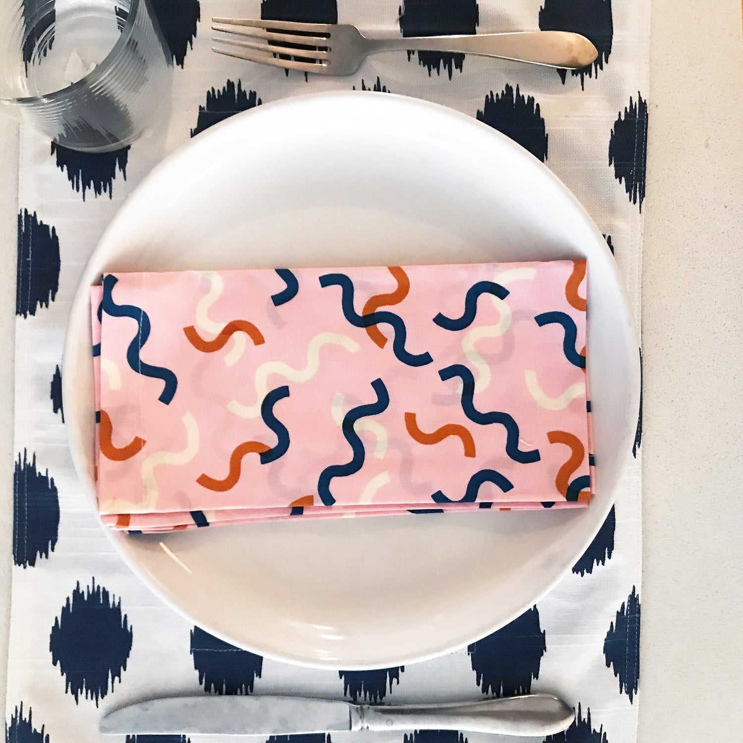 Blue Ikat Reversible Placemats