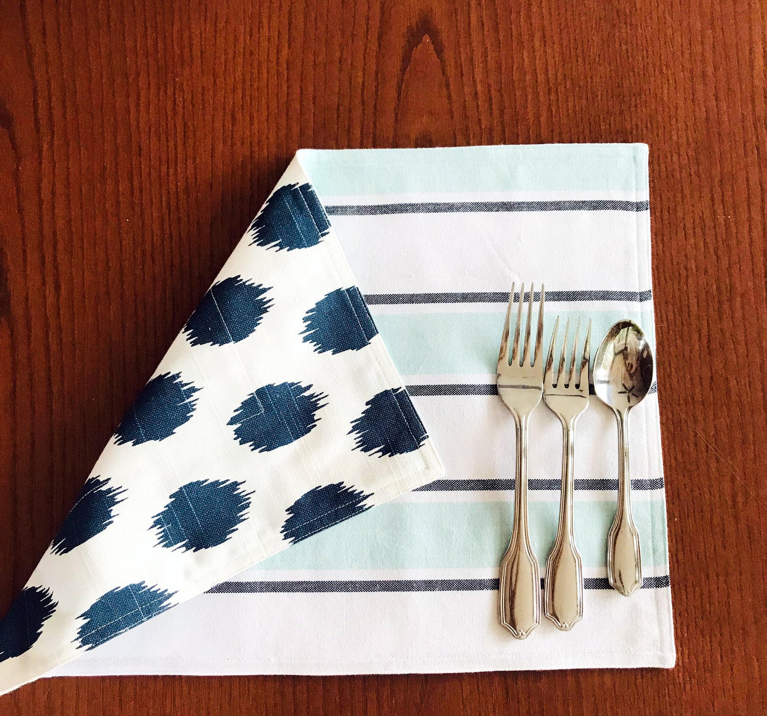 Blue Ikat Reversible Placemats