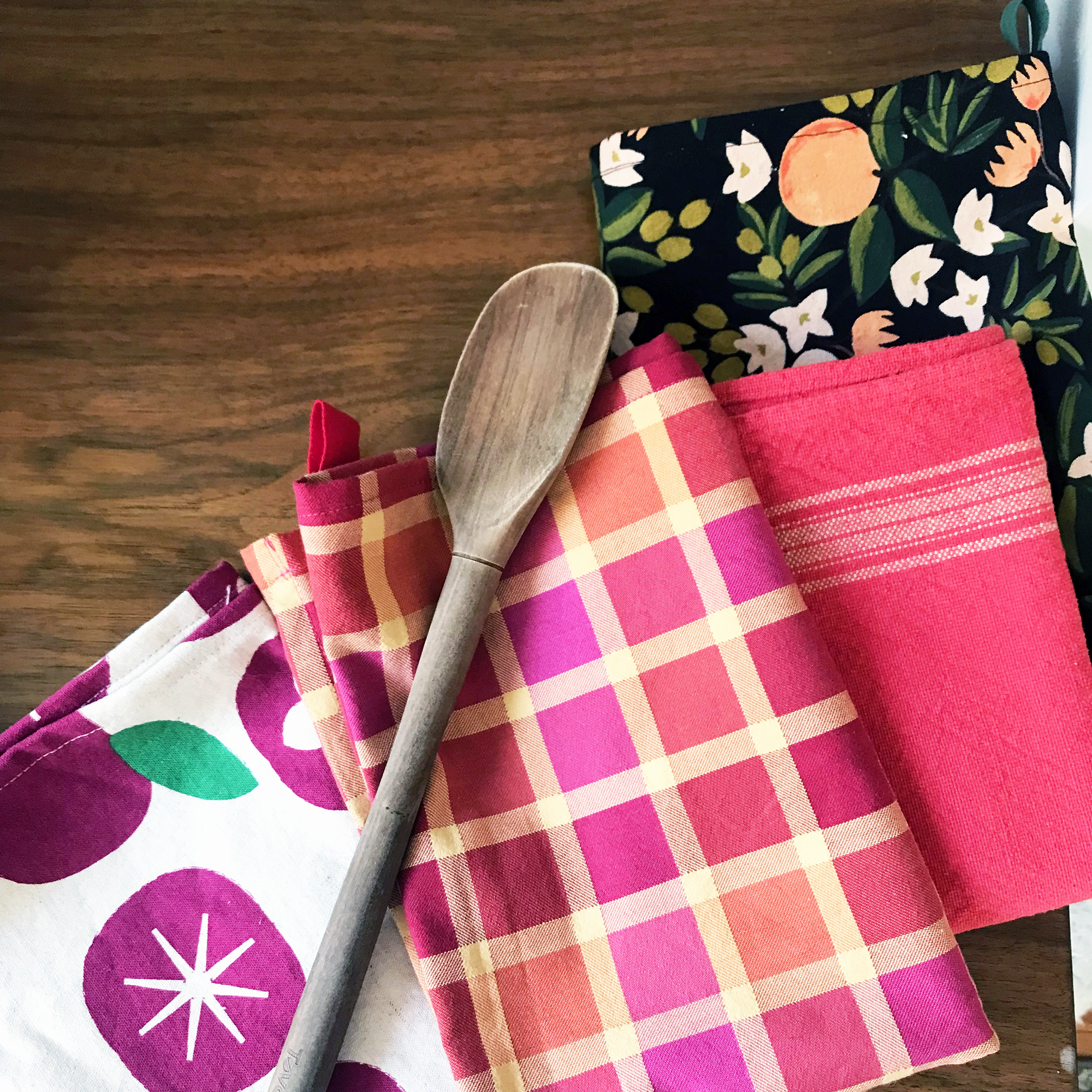 Raspberry Plaid Tea Towel