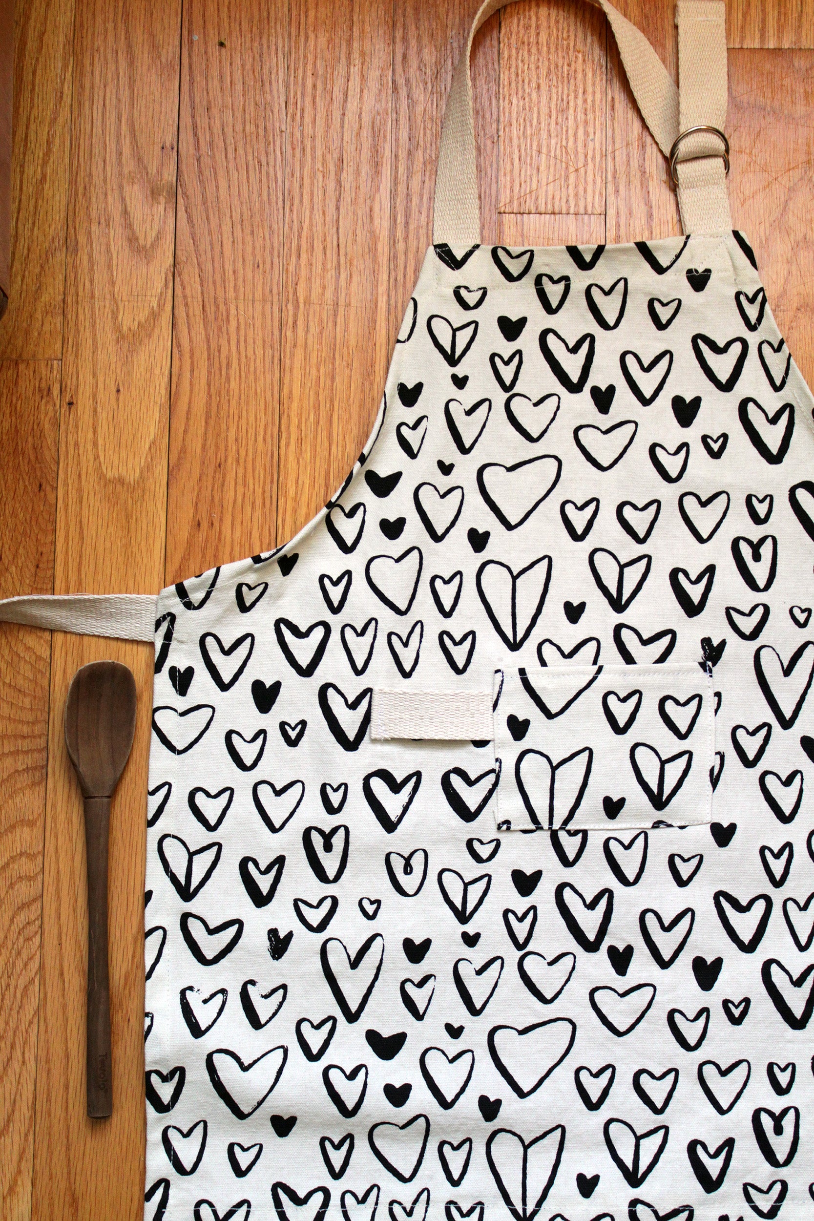 Kids Apron Black Hearts