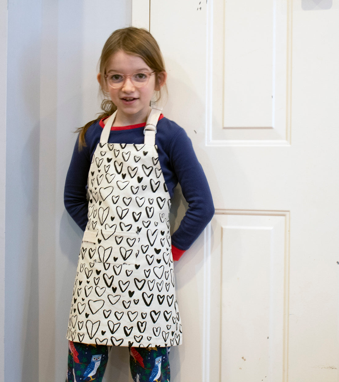 Kids Apron Black Hearts