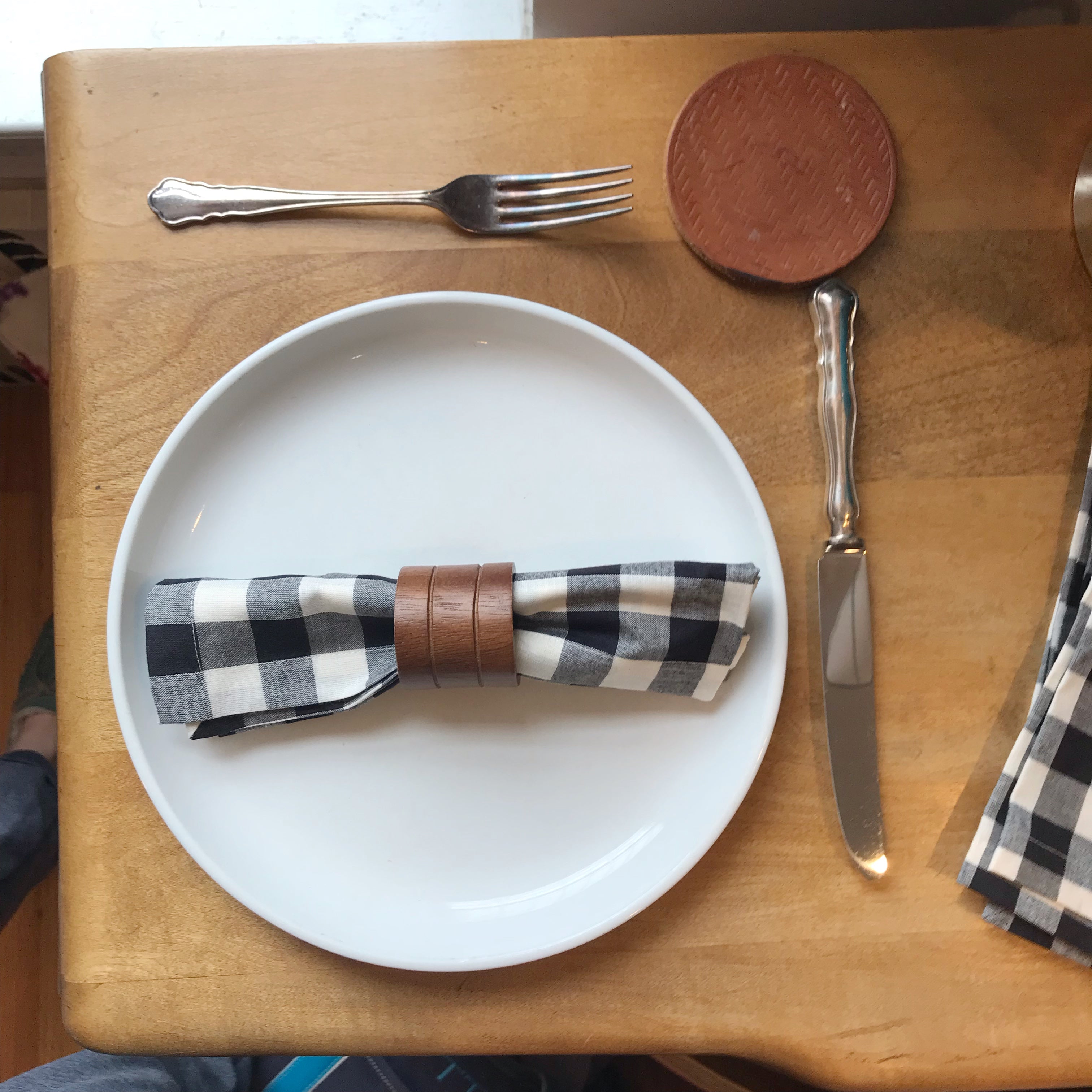 Black and Cream Check Napkin Set