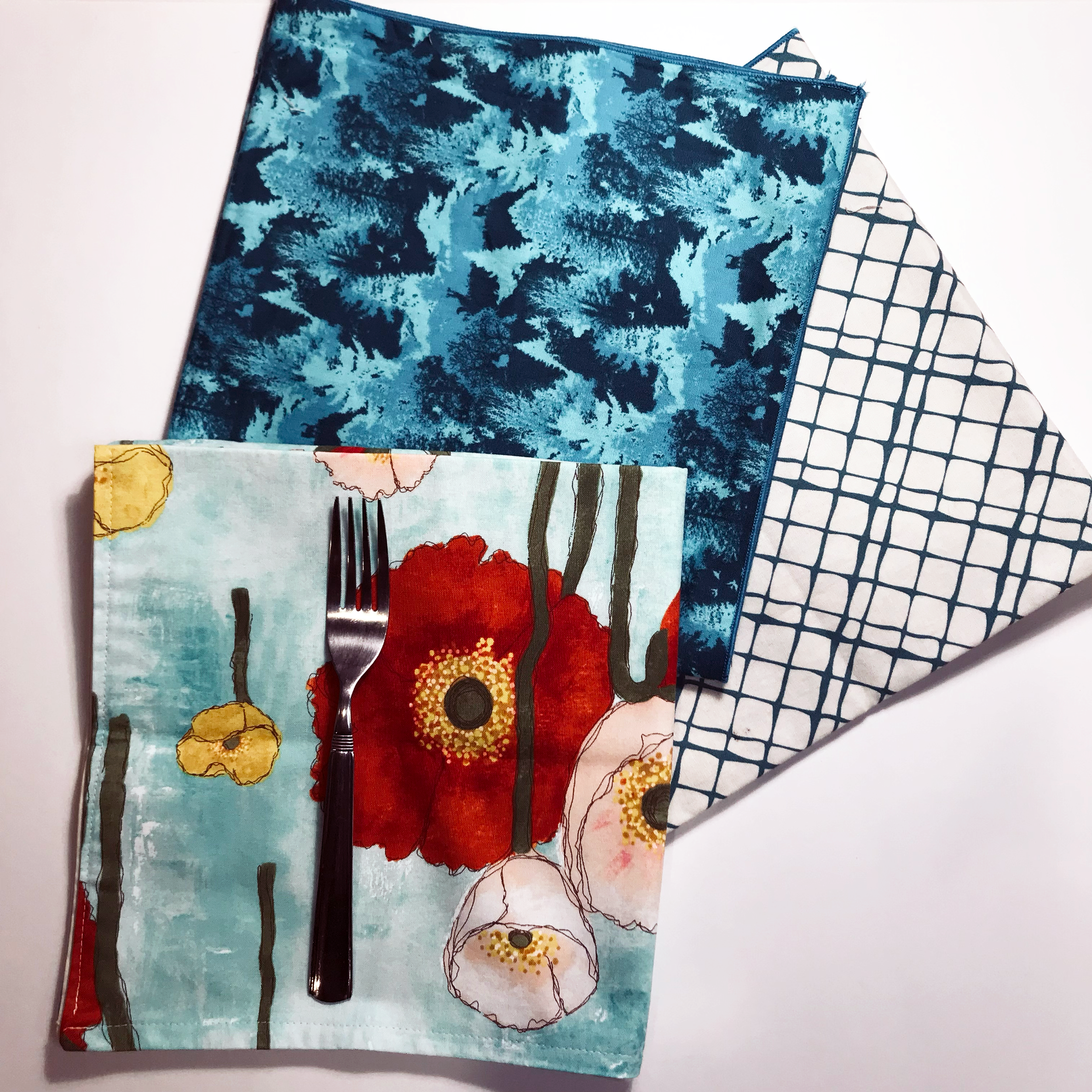 Reversible Blue Cotton Cloth Napkin