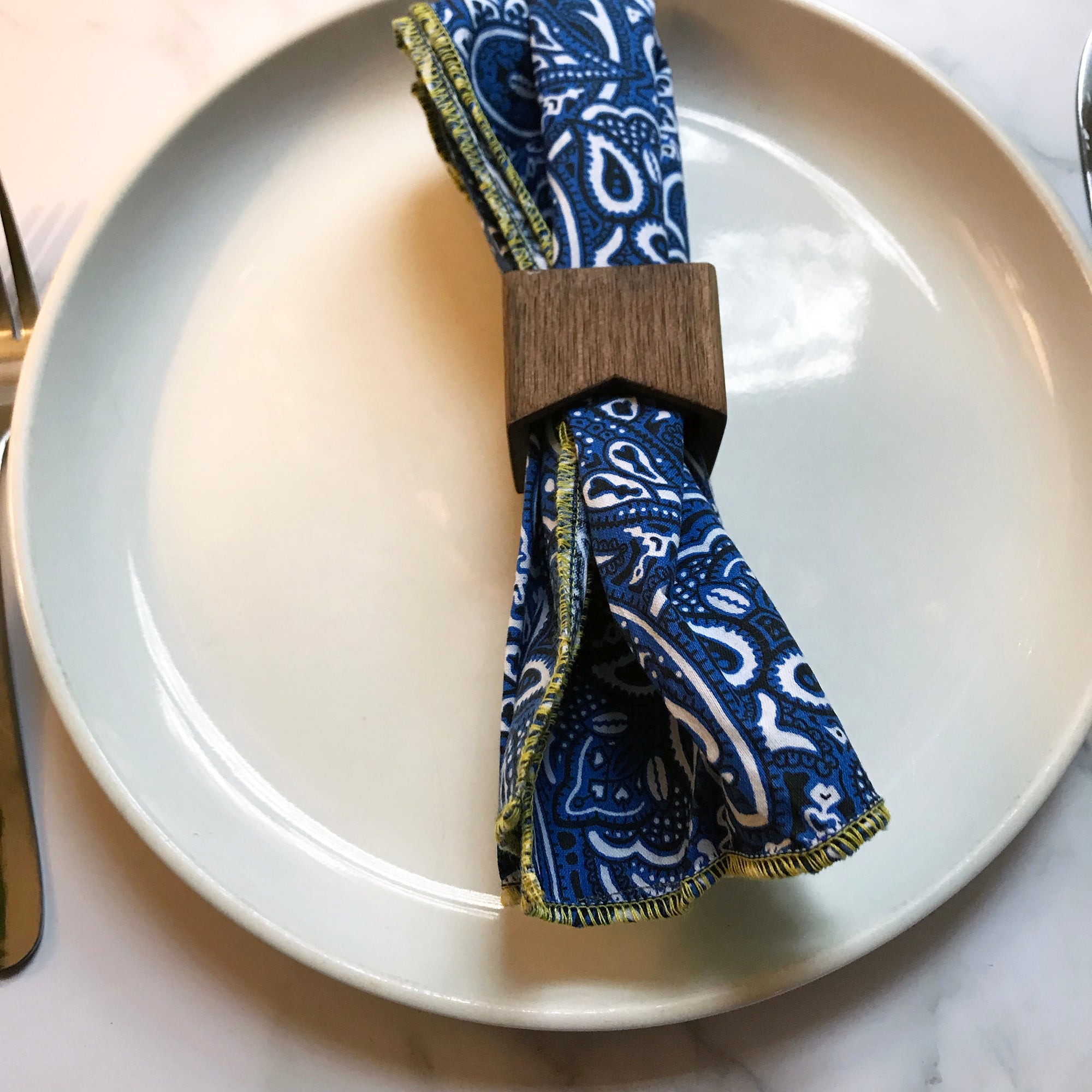 Blue Plaid and Paisley Napkin Mix and Match Set