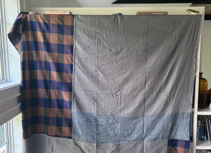 2 Check Plaid and Herringbone Blues Flannel Blanket