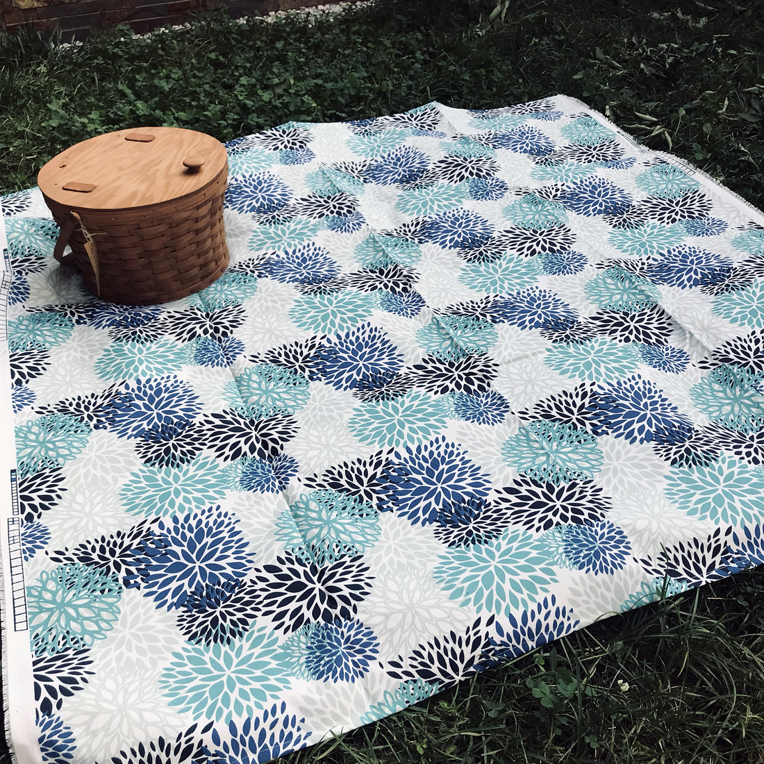 Litchfield Blue Floral Blossoms Picnic Blanket