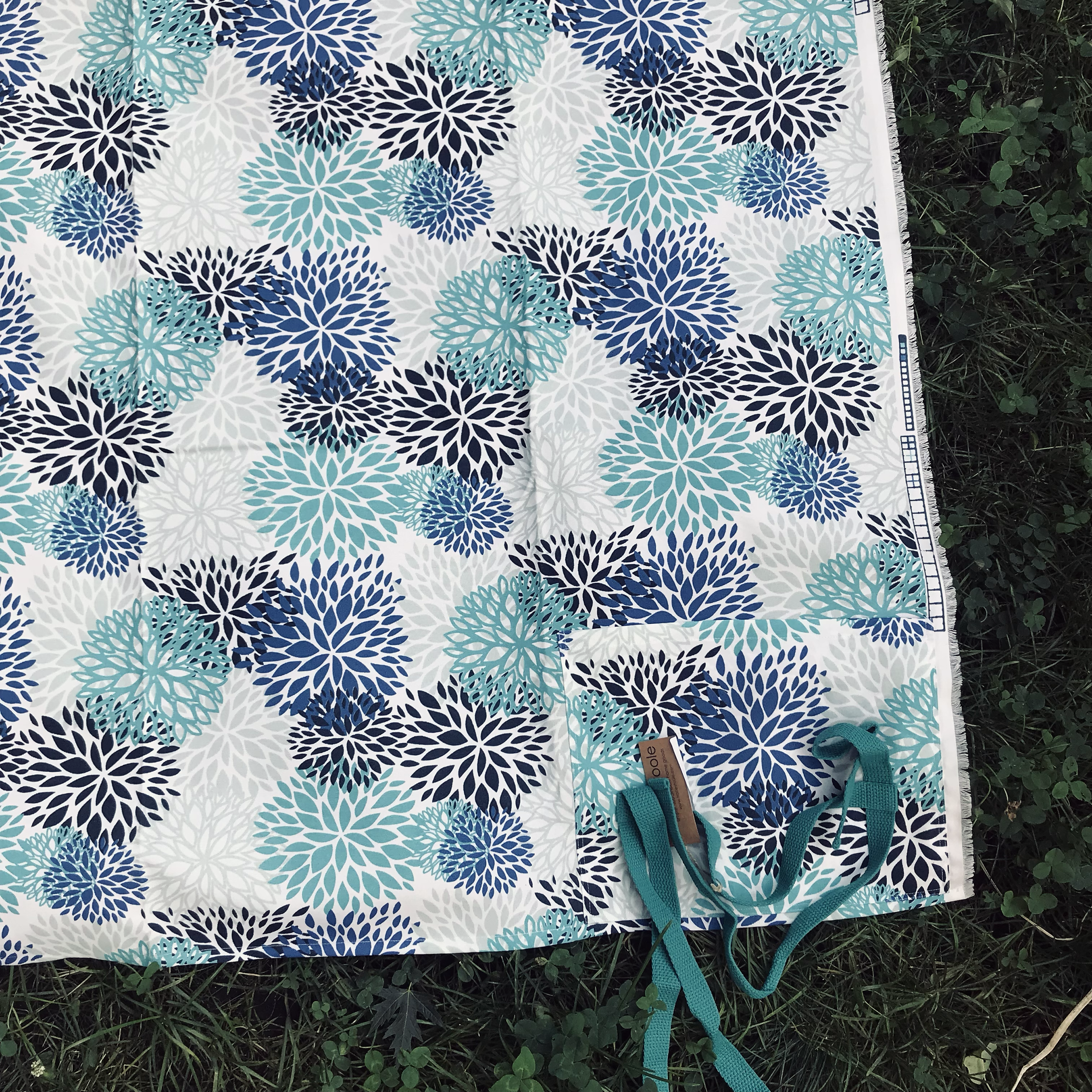 Litchfield Blue Floral Blossoms Picnic Blanket