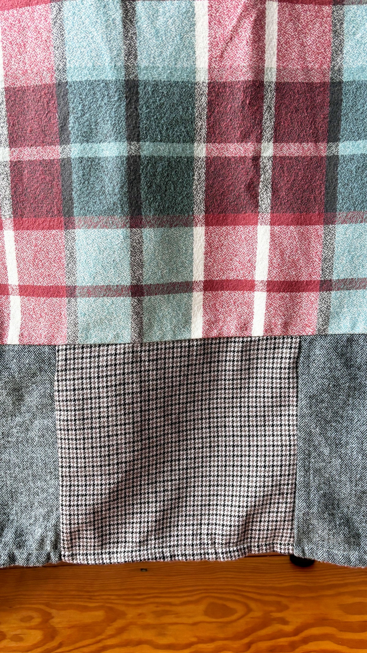Brick and Blue Flannel Patchwork Blanket