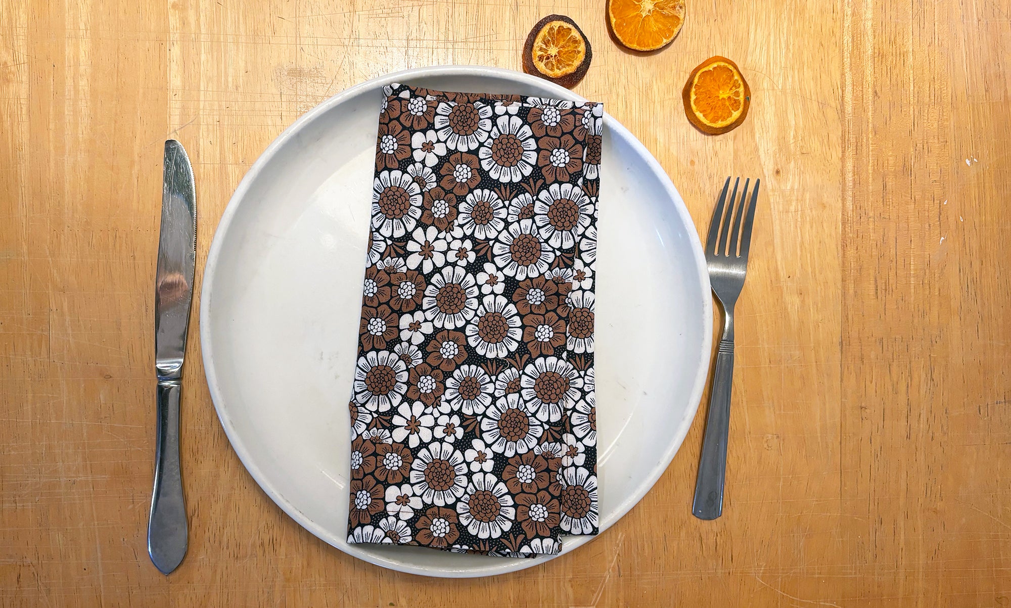 Mocha Floral Cloth Napkin Set