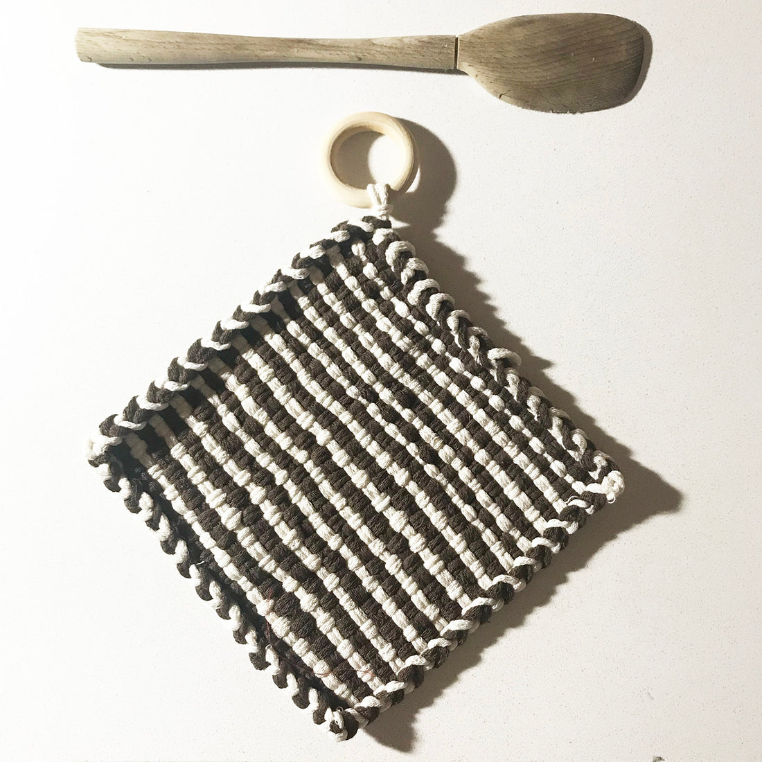 Potholder Chocolate and White Check