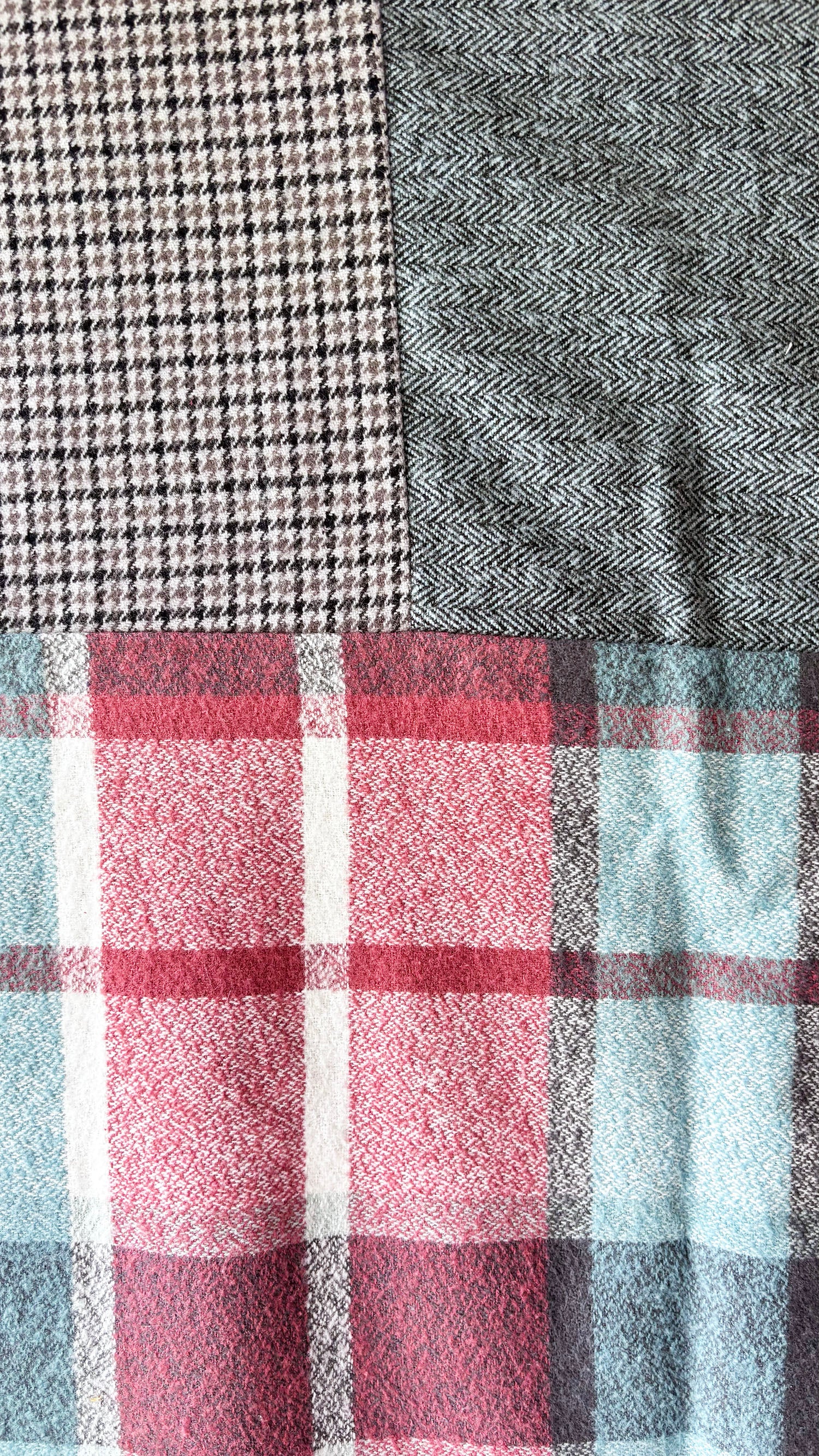 Brick and Blue Flannel Patchwork Blanket