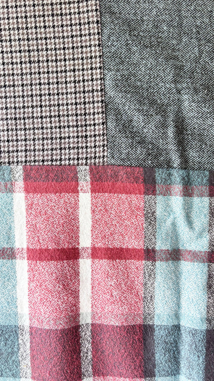 Brick and Blue Flannel Patchwork Blanket