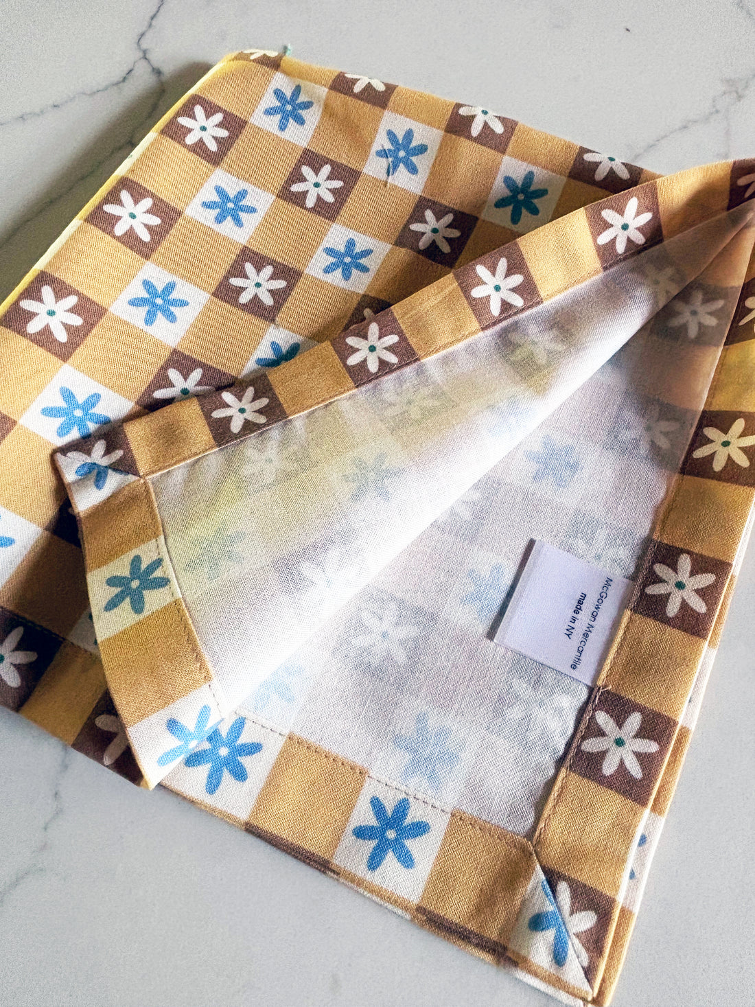 Dijon Check Flower Napkin Set