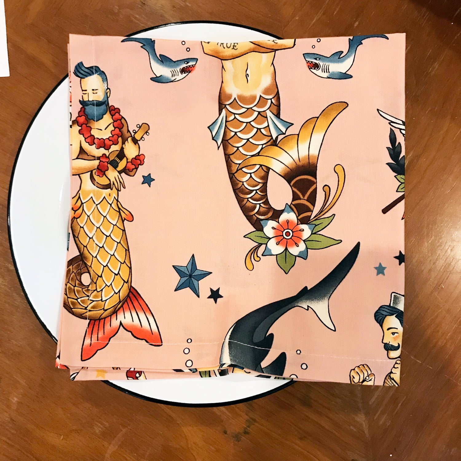 Mermen Dusty Pink Cloth Napkin