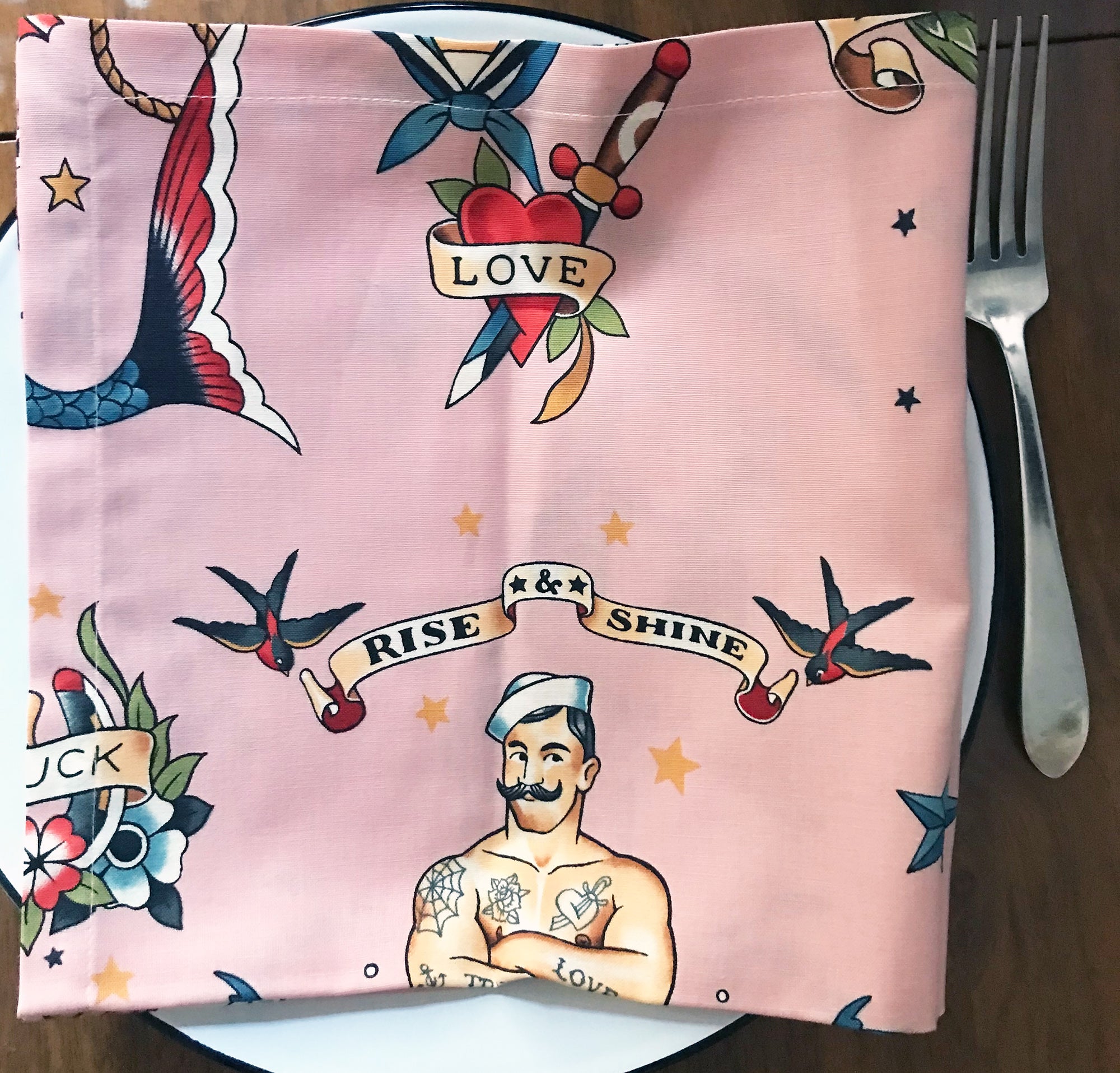 Mermen Dusty Pink Cloth Napkin
