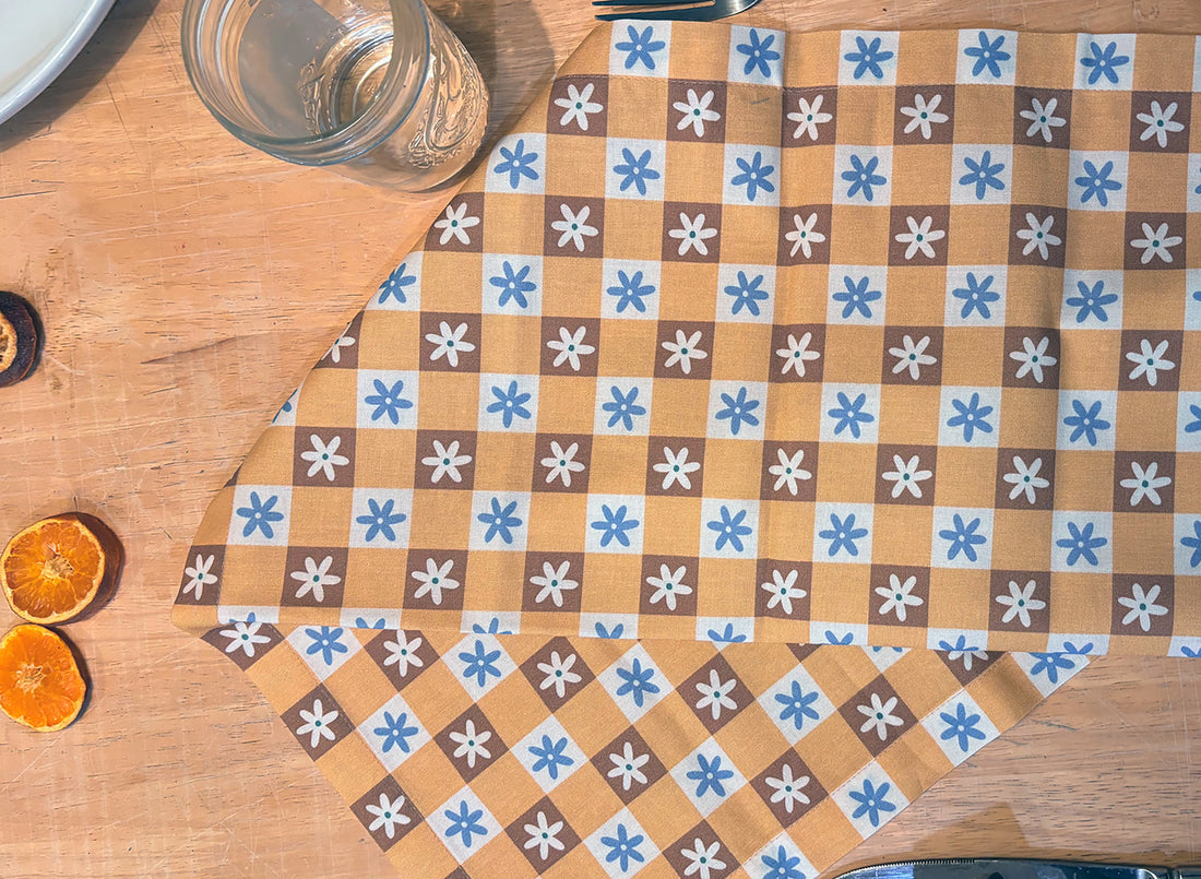 Dijon Check Flower Napkin Set