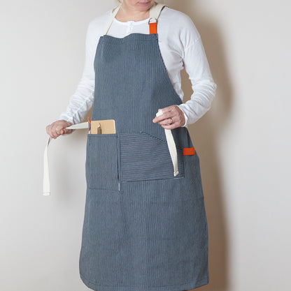 Blue and White Stripe Chef Apron