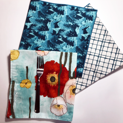 Reversible Blue Cotton Cloth Napkin