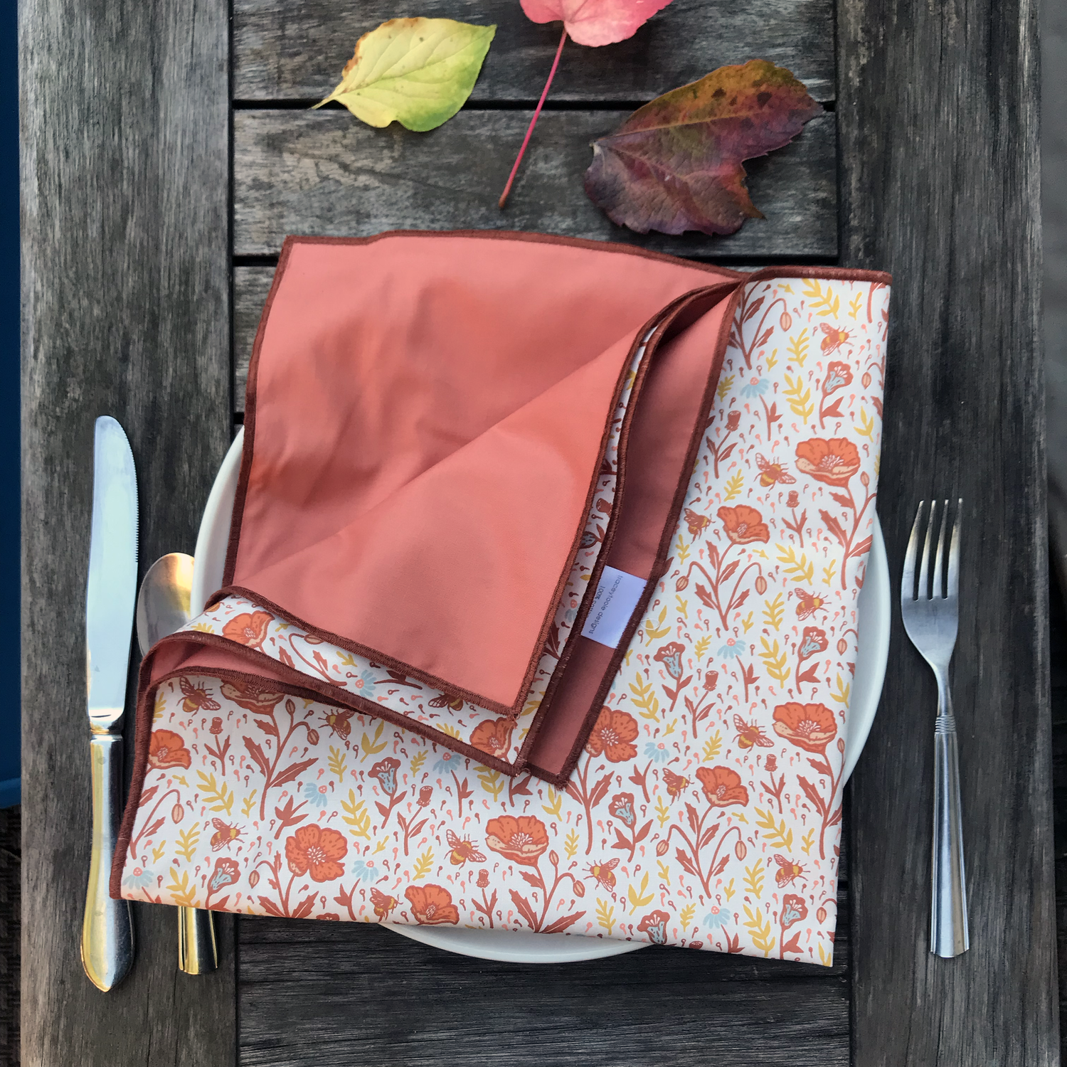 Terracotta Poppies Reversible Napkin Set