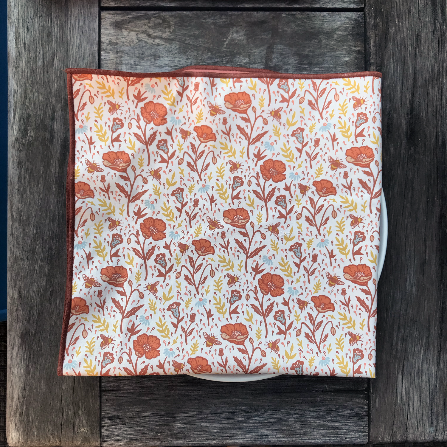 Terracotta Poppies Reversible Napkin Set