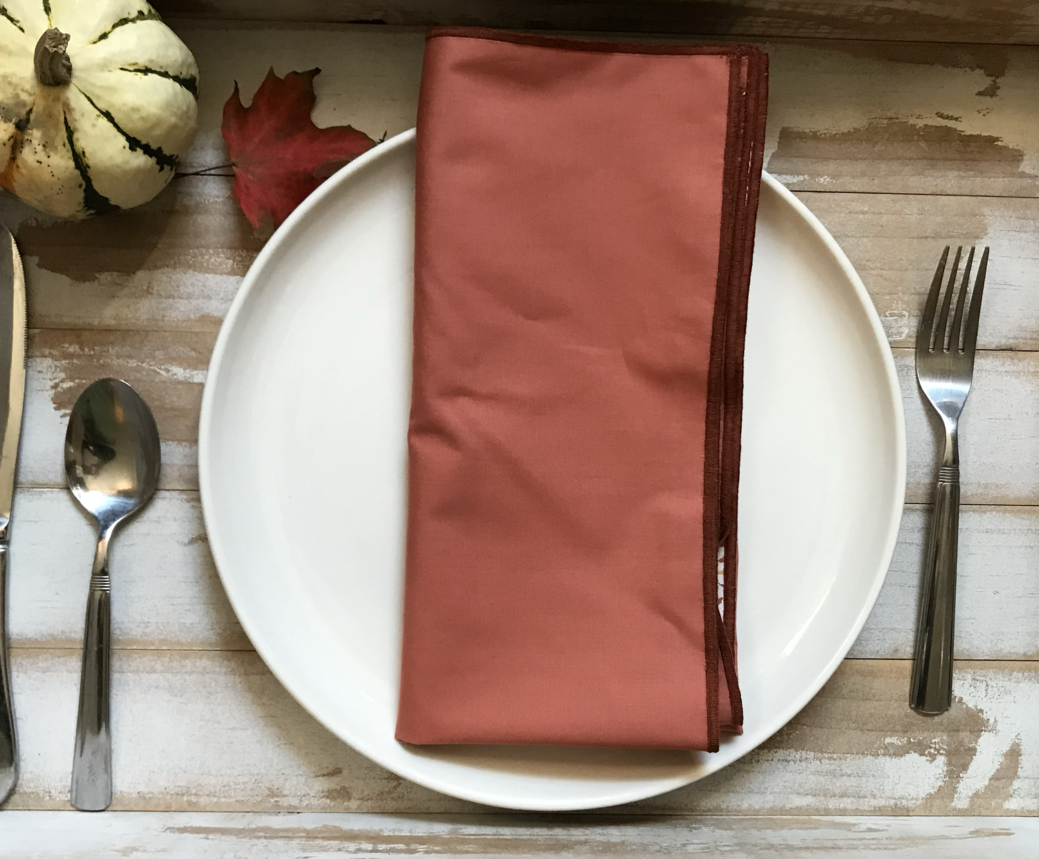 Terracotta Spice color Poppies Reversible Napkin Set