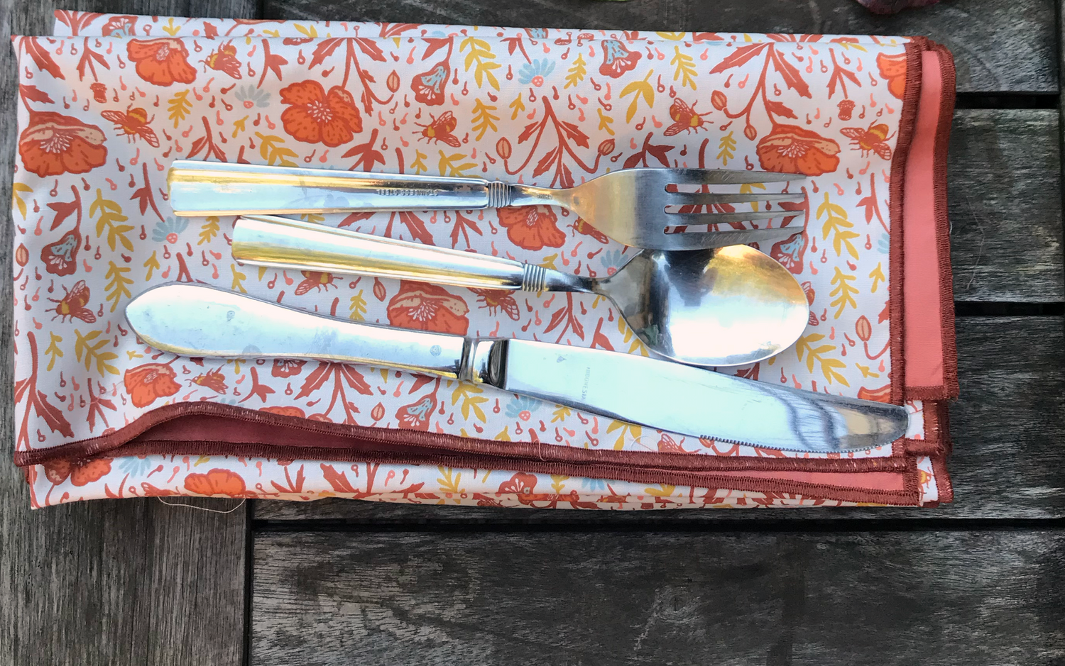 Terracotta Poppies Reversible Napkin Set