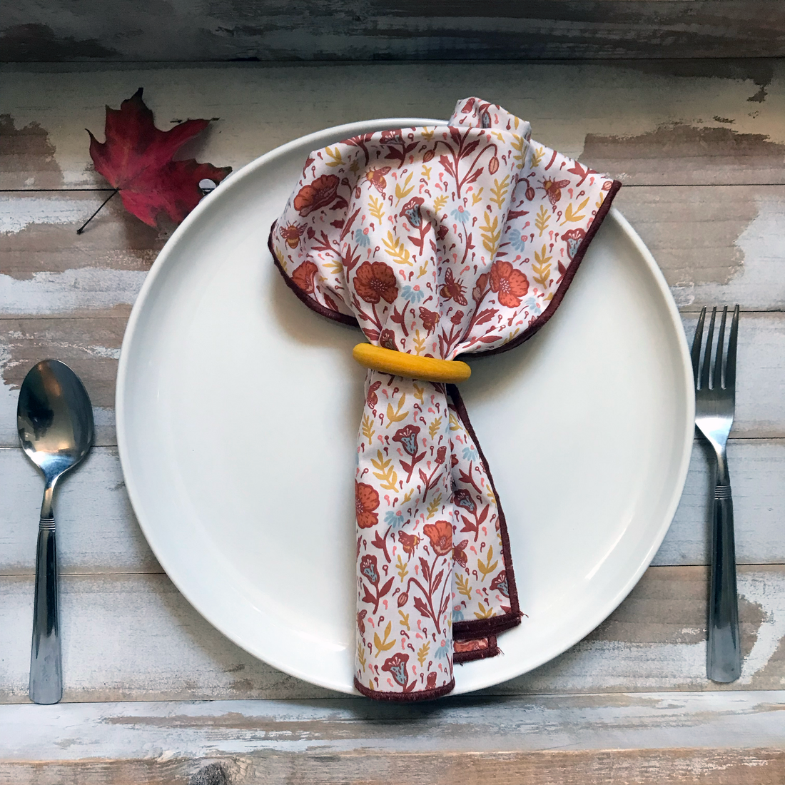 Terracotta Poppies Reversible Napkin Set