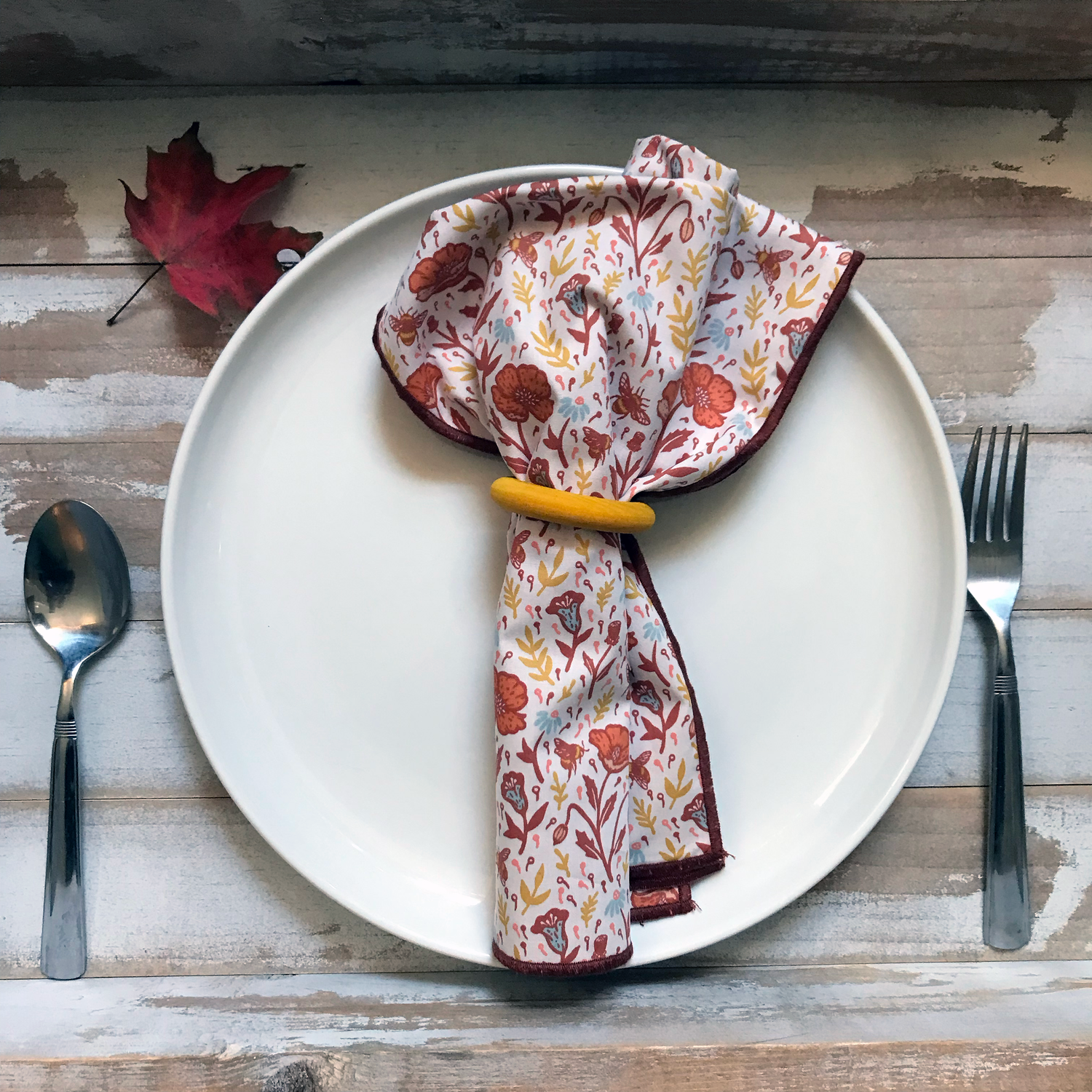 Terracotta Poppies Reversible Napkin Set
