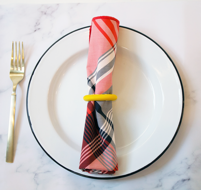 Oversized Holiday Red Plaid Reversible Napkin Organic
