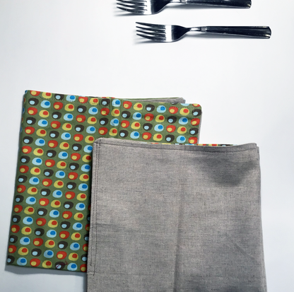 Studio Sale Reversible Green Cotton Cloth Dinner Napkin