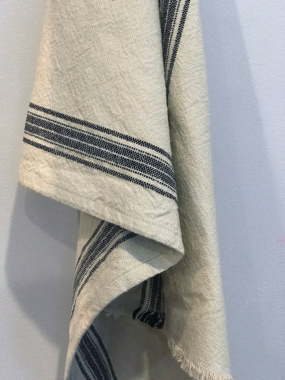 cotton tan and black dish towel, french inspired