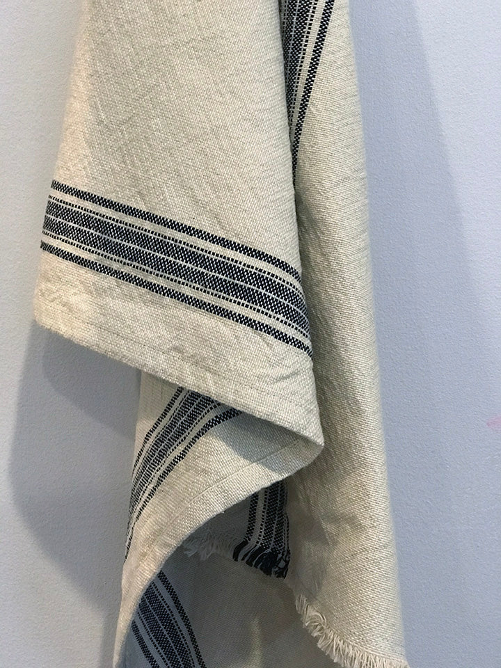 cotton tan and black dish towel, french inspired