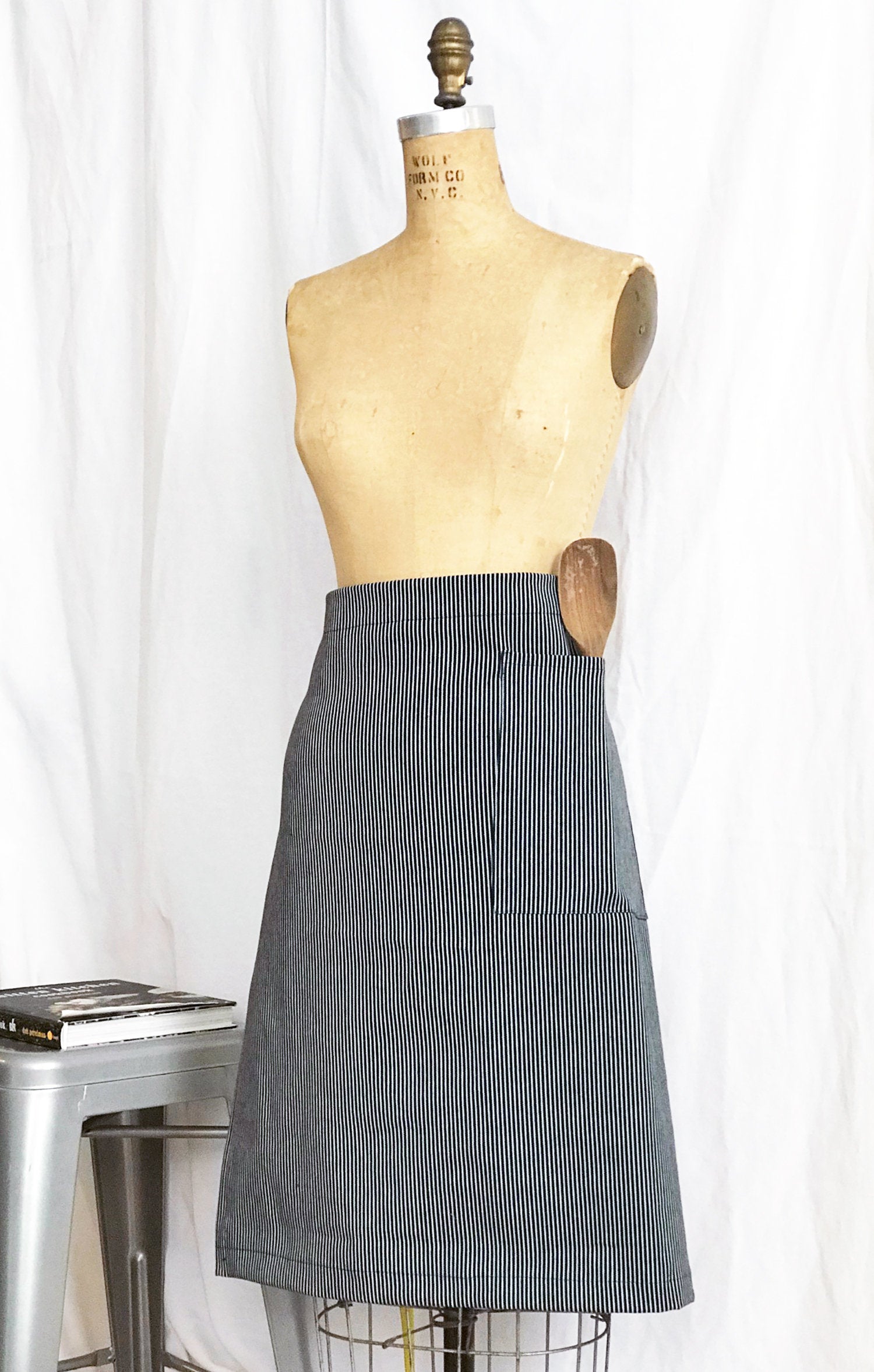 Conductor Stripe Denim Bistro Apron